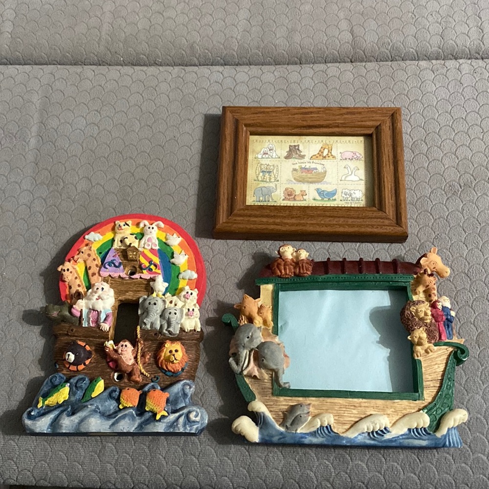 Vintage Noah’s Ark Mini Frame Picture and Light Switch Cover for Baby Nursery